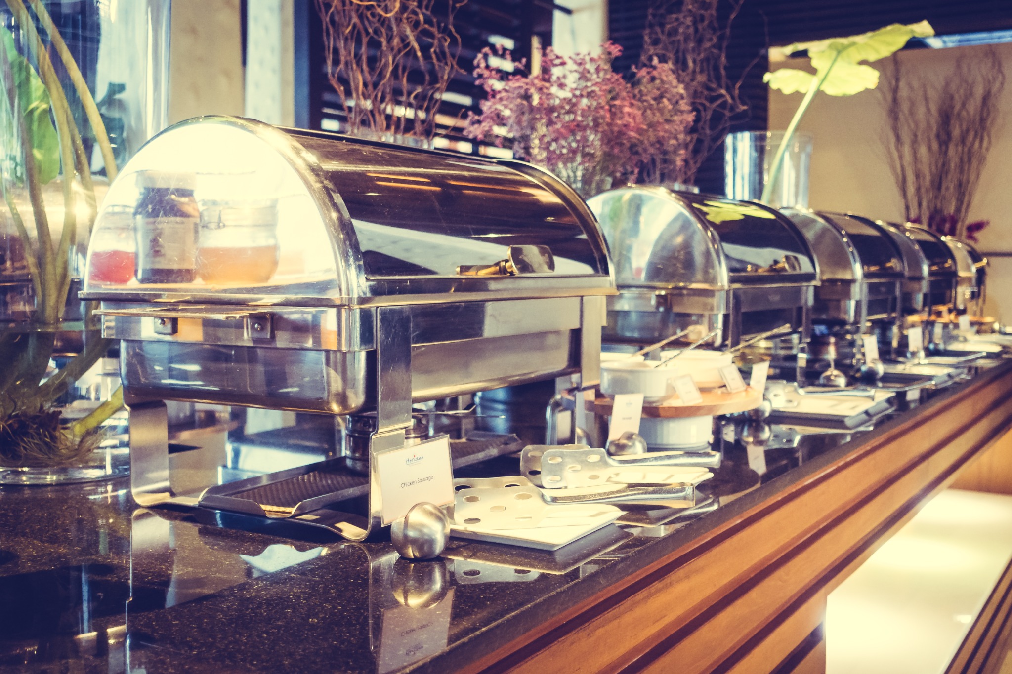 Buffet setup for banquet events at Asian Pepper House